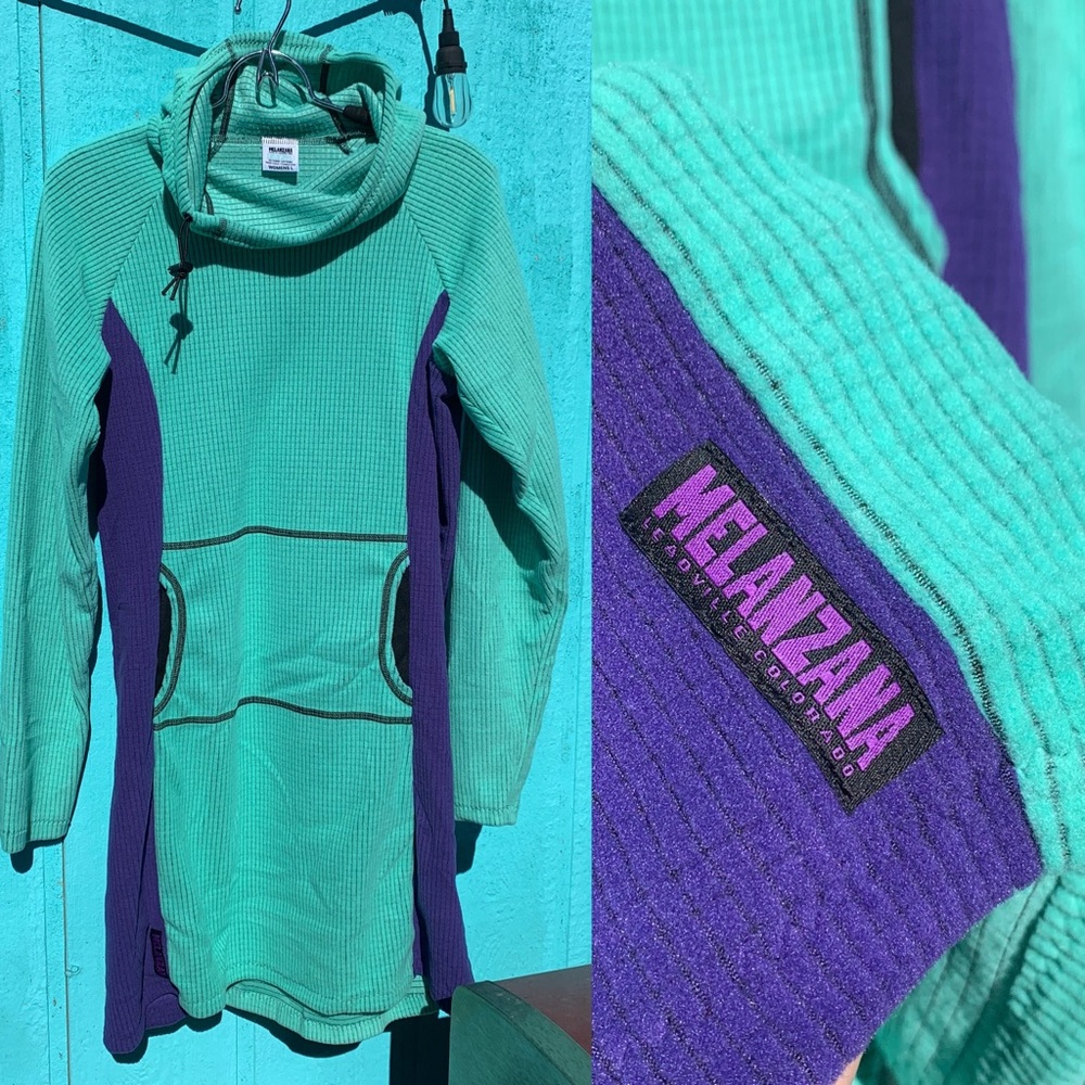 Melanzana Micro Grid Dress V2 Size Womens L NWT Never Worn Teal and Blue Color